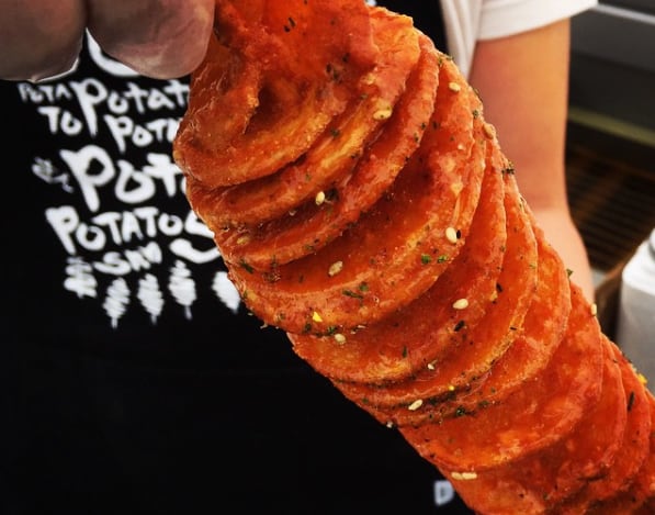 Photo of deep-fried potato spriral by the Potato San