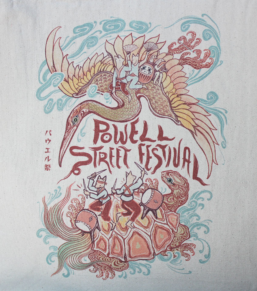 2025 Powell Street Festival Merch Tote bag silkscreen print