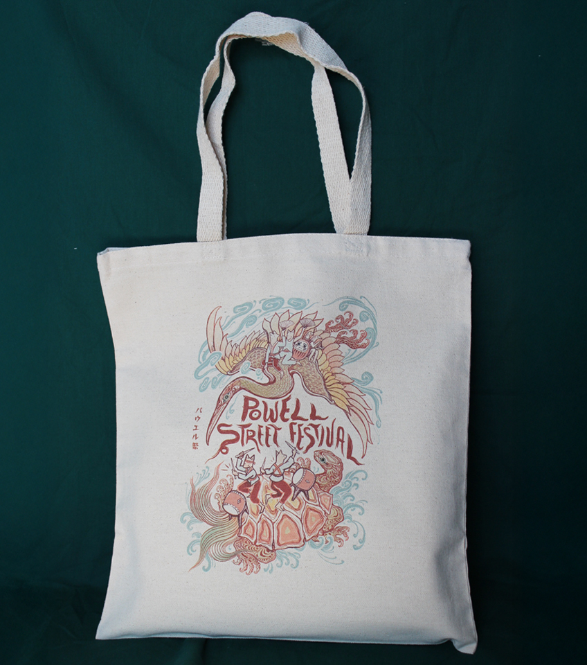 2025 Powell Street Festival Merch Tote bag silkscreen print